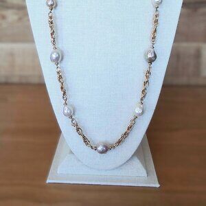 Vintage Bronze Italy Baroque Pearl Necklace